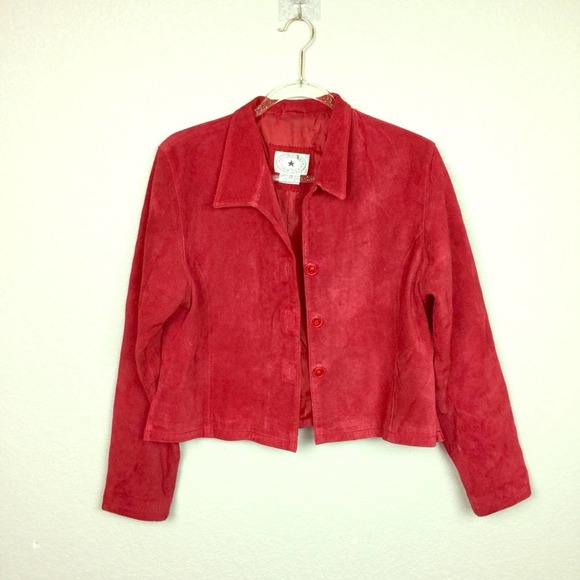 None Jackets & Blazers - Red Suede Women's Blazer